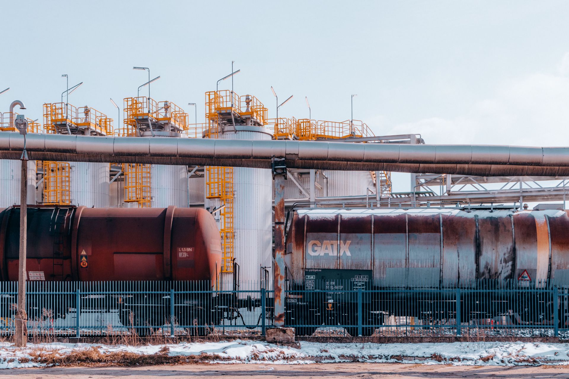 Pipe yard with valve skid at an equipment laydown area